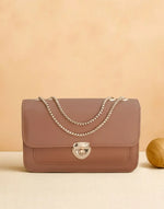 Trendy Twist Lock Closure Crossbody Bag - Brown
