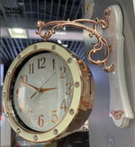 DECORATIVE GOLD WALL CLOCK SILENT DOUBLE-SIDED HOME TIMEPIECE