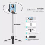 Foldable Selfie Stick with LED Light & Bluetooth Remote