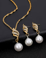 Elegant Spiral Pearl Golden Jewellery Set