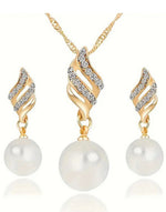 Elegant Spiral Pearl Golden Jewellery Set